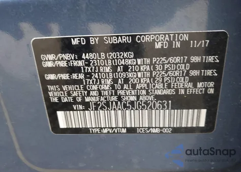 2018 Subaru Forester 2.5I from USA, damaged, VIN JF2SJAAC5JG520631